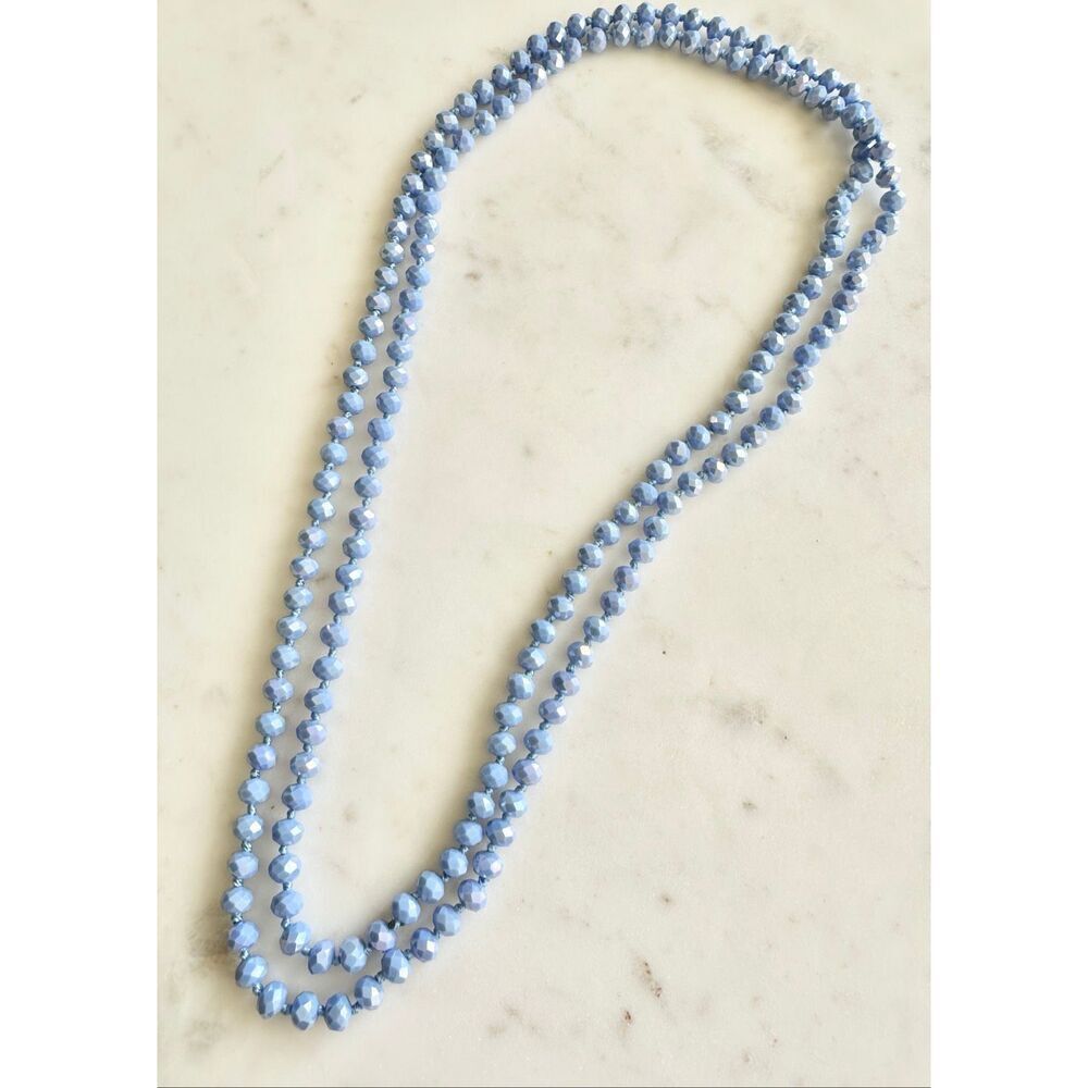 Blue berry milk sparkly beaded layered necklace